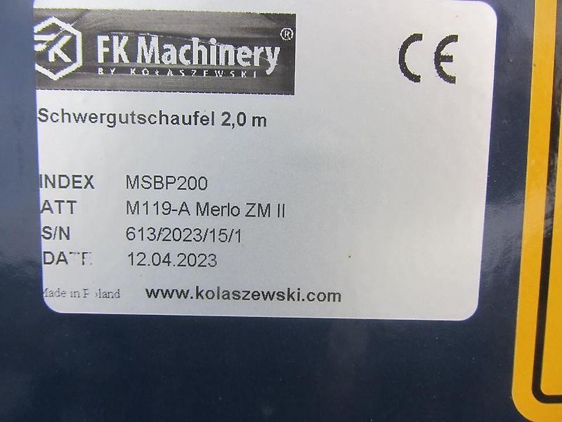FK Machinery Schwergutschaufel MSBP200 Merlo ZM II